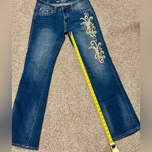 Montana West Blue Boot Cut Jeans with Embroidery